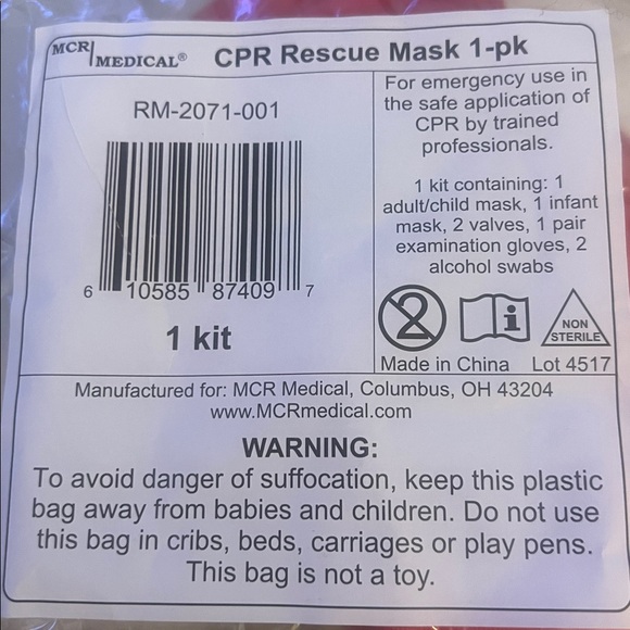 CPR Rescue Mask Kit with Red Carrying Case - Picture 10 of 10